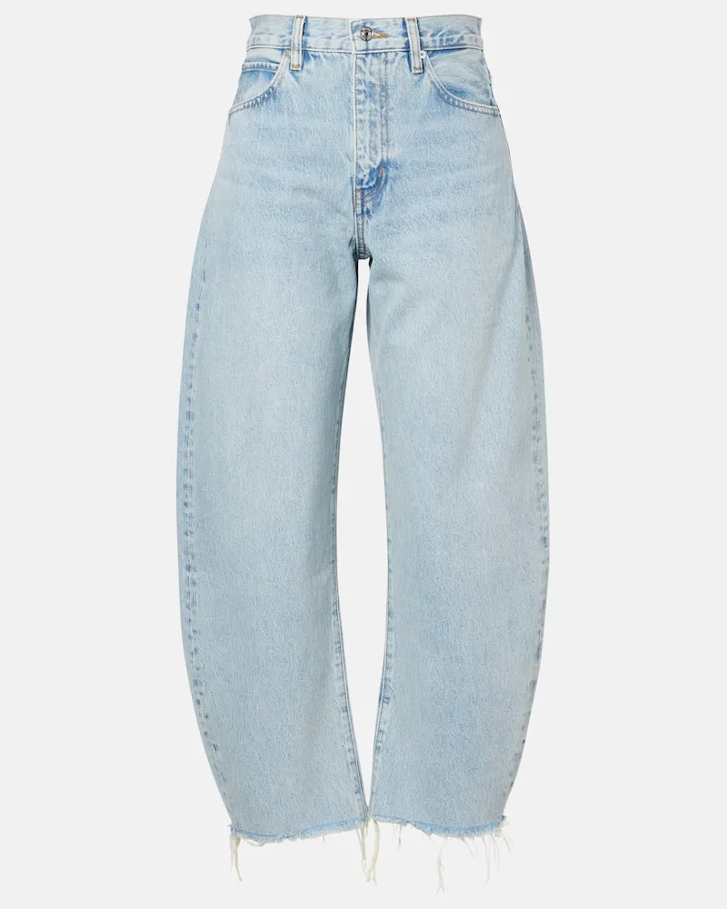 Frame Denim High-Rise Barrel Jeans Bubble Blau