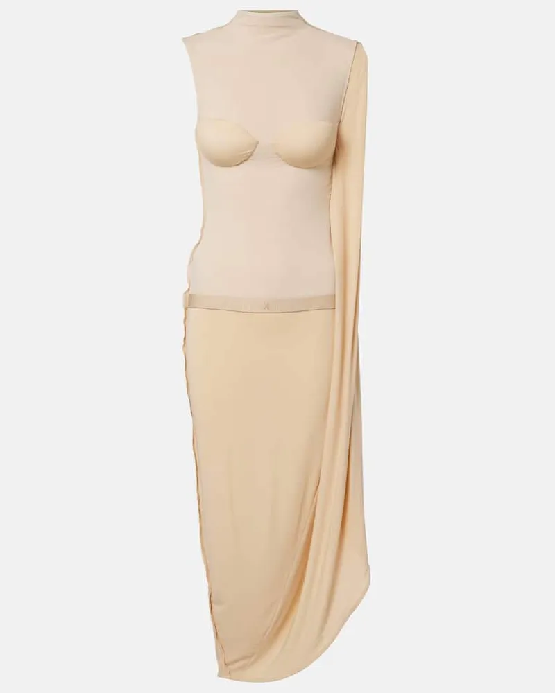 Jean Paul Gaultier Midikleid mit Spitze Beige