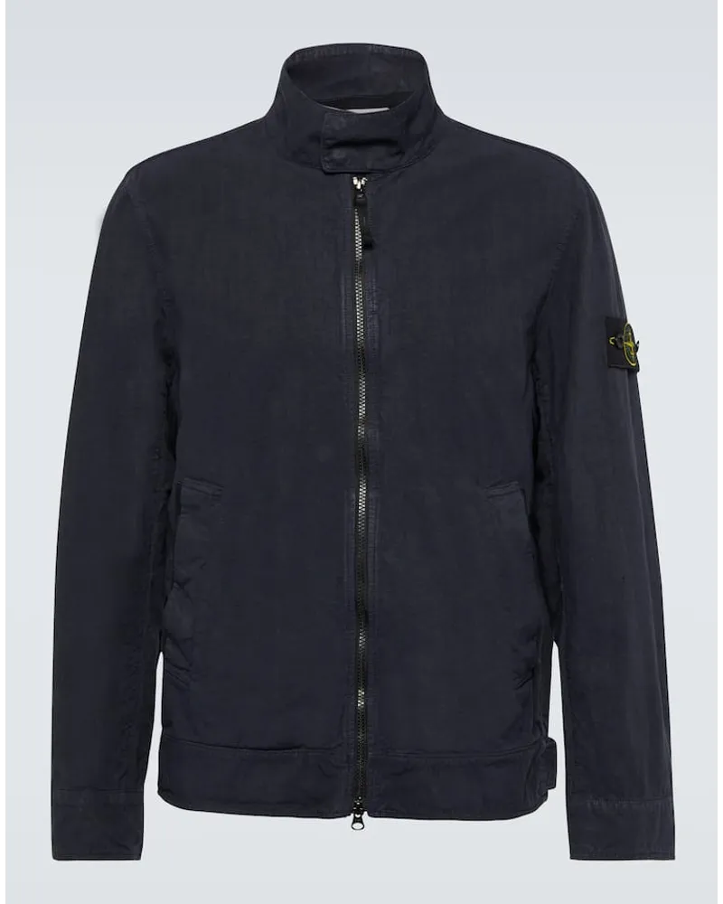 Stone Island Jacke Compass aus einem Leinengemisch Blau