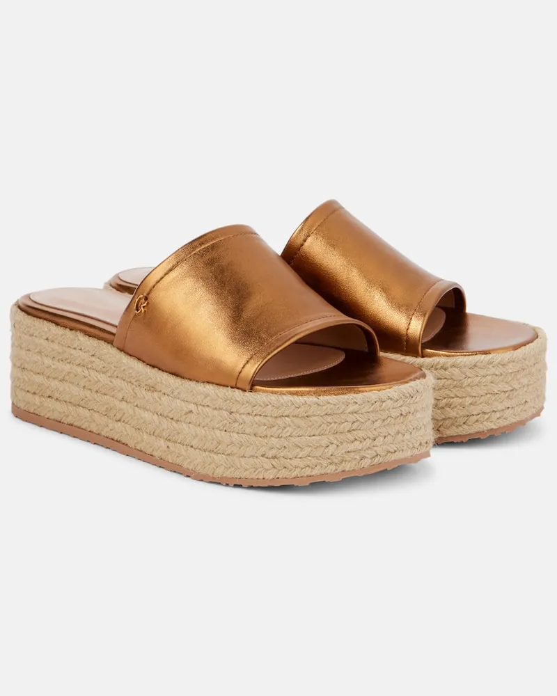 Gianvito Rossi Espadrille-Pantoletten aus Metallic-Leder Braun
