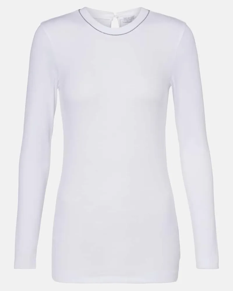 Brunello Cucinelli Longsleeve aus einem Baumwollgemisch Weiã