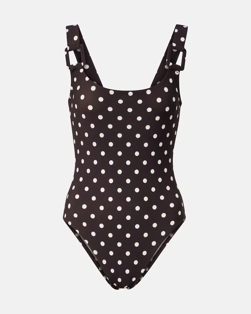 Karla Colletto Badeanzug mit Polka-Dots Braun