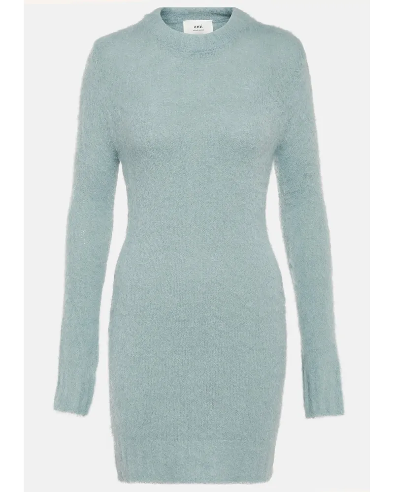 AMI Paris Minikleid aus einem Wollgemisch Blau