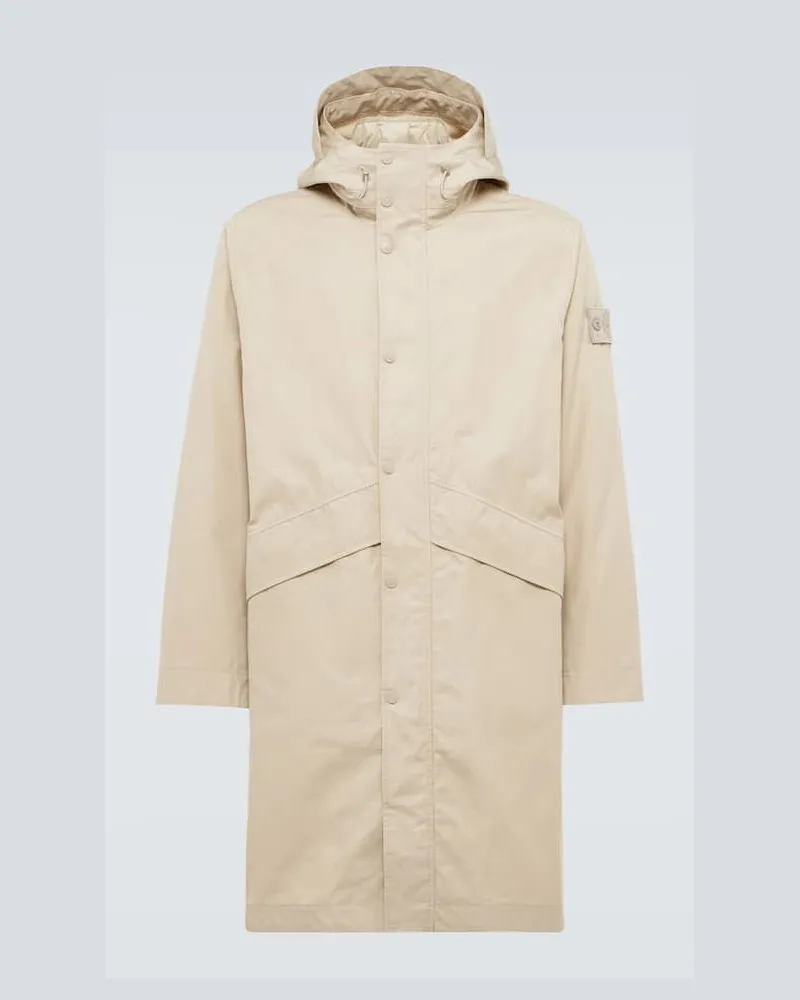 Stone Island Daunenmantel Ghost Compass aus Baumwoll-Gabardine Beige