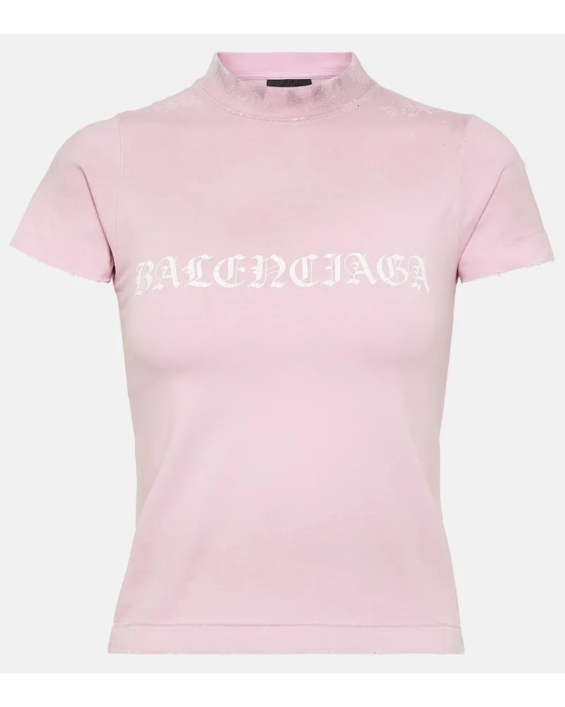 Balenciaga Cropped-Top aus Baumwoll-Jersey Multicolor