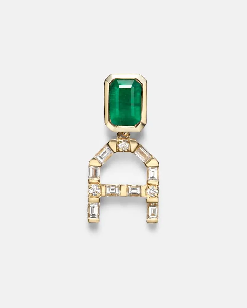 SHAY Ohrringe aus 18kt Gelbgold mit Diamanten und Smaragden Gold