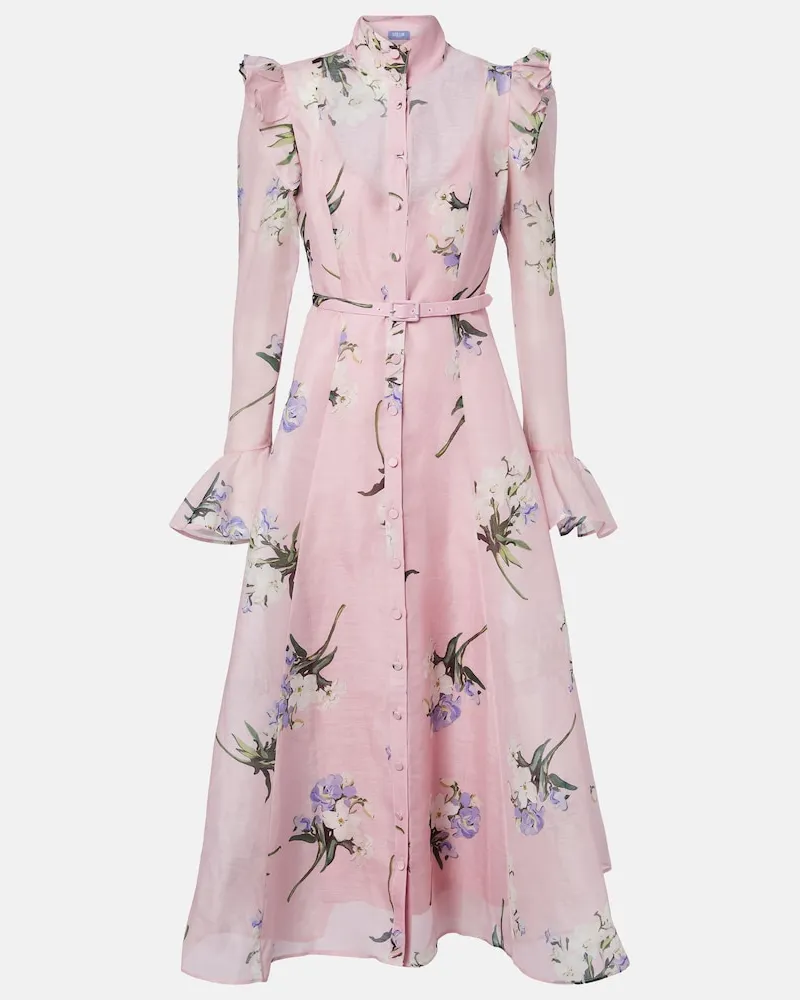LEO LIN Midikleid Katrina aus Leinen und Seide Rosa