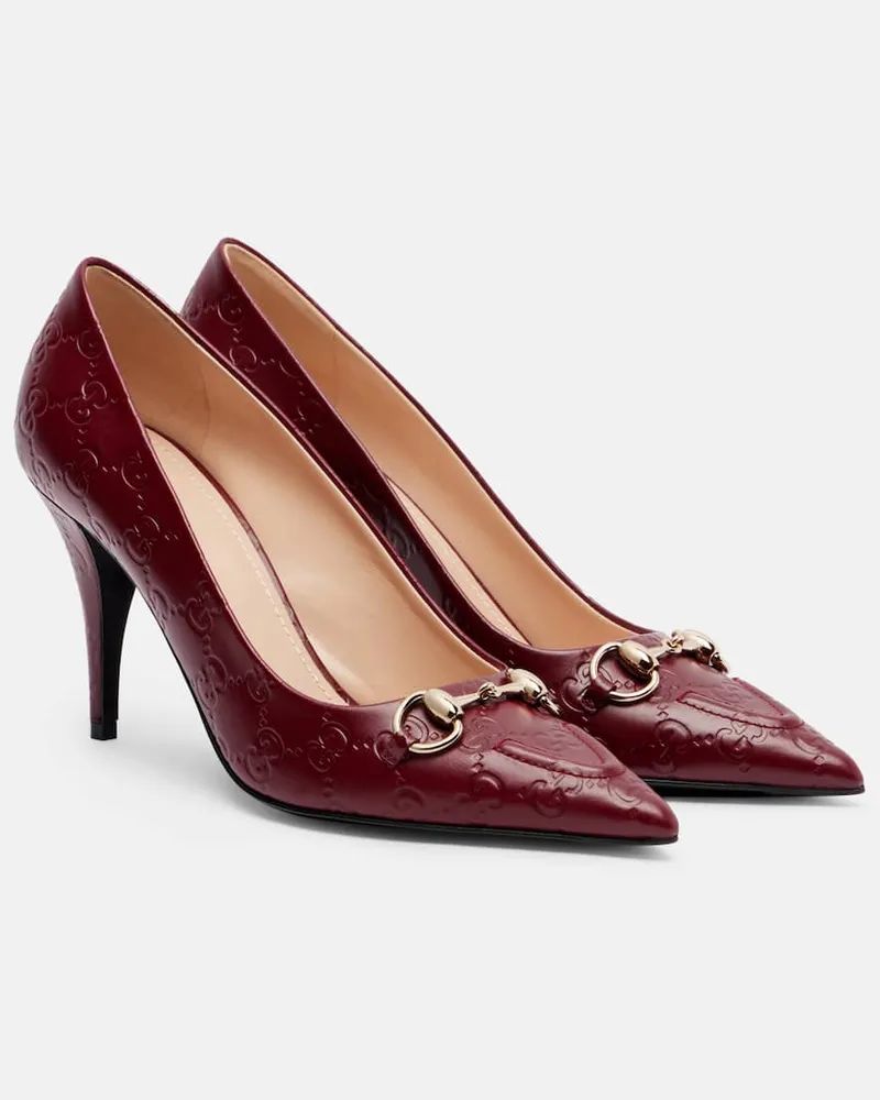 Gucci Pumps Eric GG Horsebit 85 aus Leder Burgund