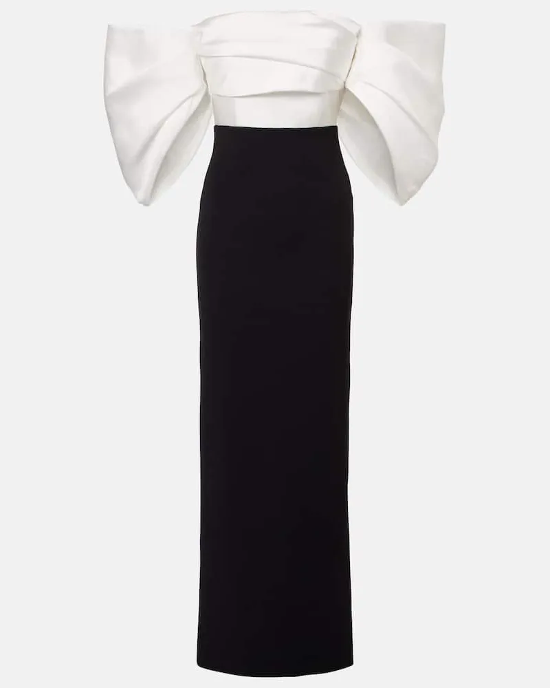 Solace London Off-Shoulder-Robe Arla aus Twill und CrÃªpe Schwarz