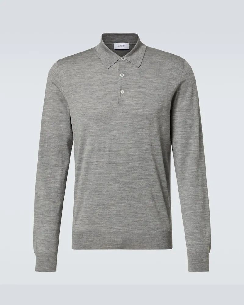 LARDINI Polopullover aus Wolle, Seide und Kaschmir Grau