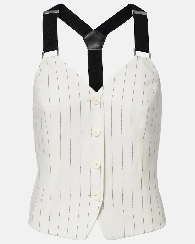 Ralph Lauren Top Donnella aus Baumwolle, Leinen und Wolle Weiß