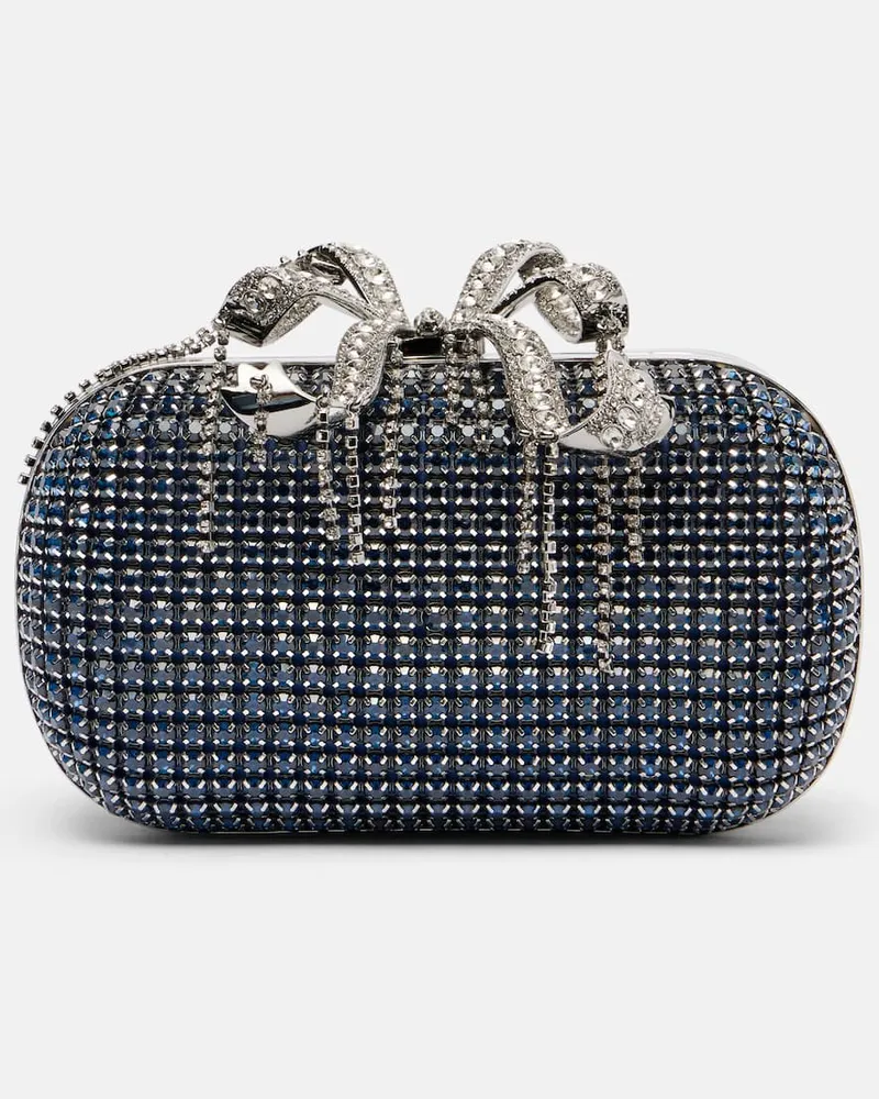 Self-Portrait Clutch mit Kristallen Blau