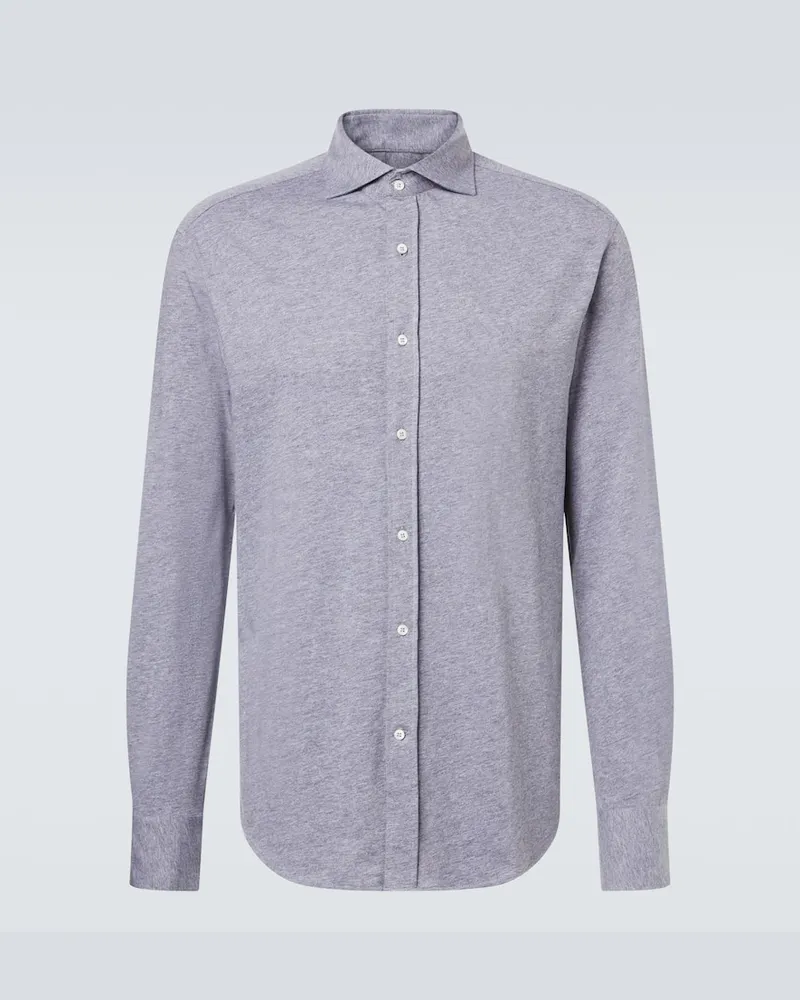 Brunello Cucinelli Hemd aus Baumwollpopeline Grau