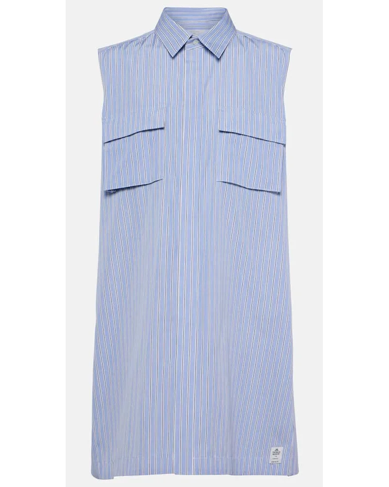 Sacai Hemdblusenkleid aus Baumwollpopeline Blau