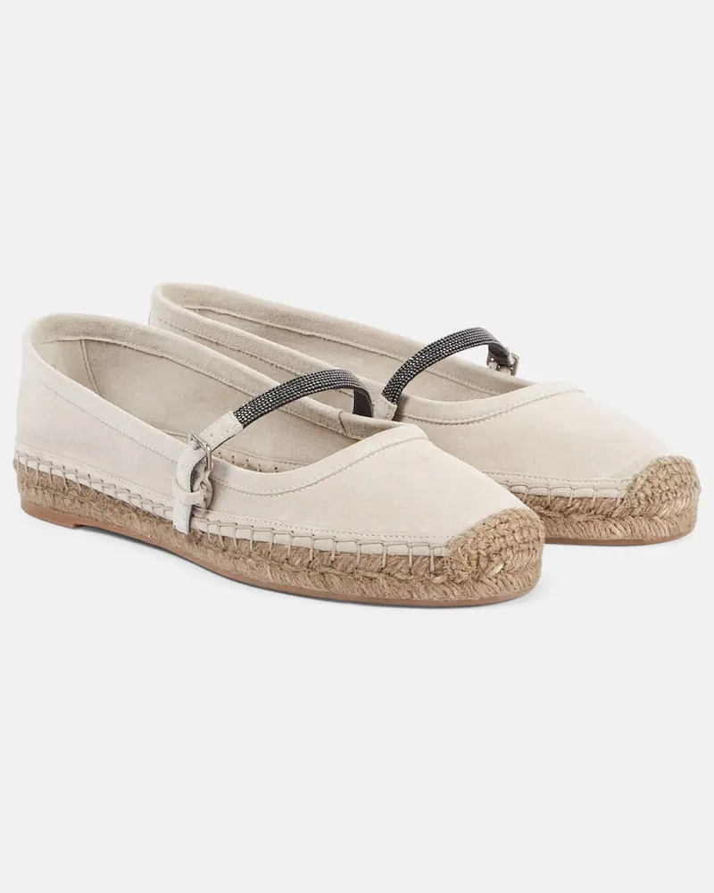Brunello Cucinelli Espadrilles Monili aus Veloursleder Beige
