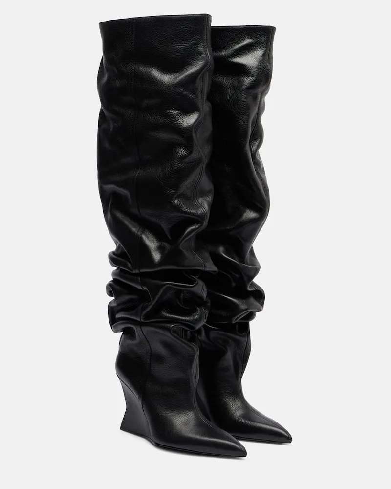 Balmain Overknee-Stiefel 95 aus Leder Schwarz