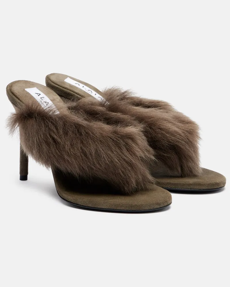Alaïa Alaïa Sandalen 115 mit Shearling Grün