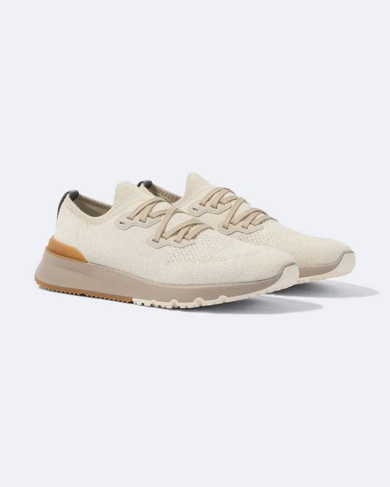 Brunello Cucinelli Sneakers aus Strick Weiß