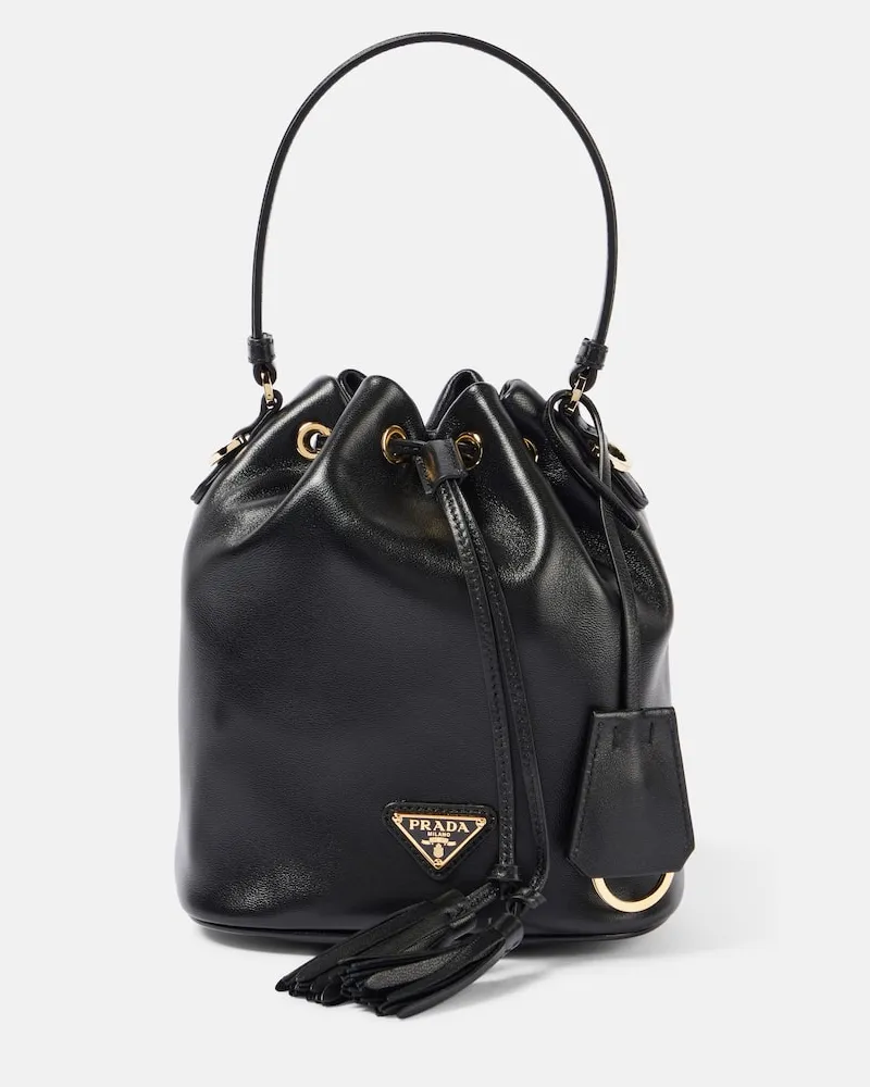 Prada Bucket Bag Small aus Leder Schwarz