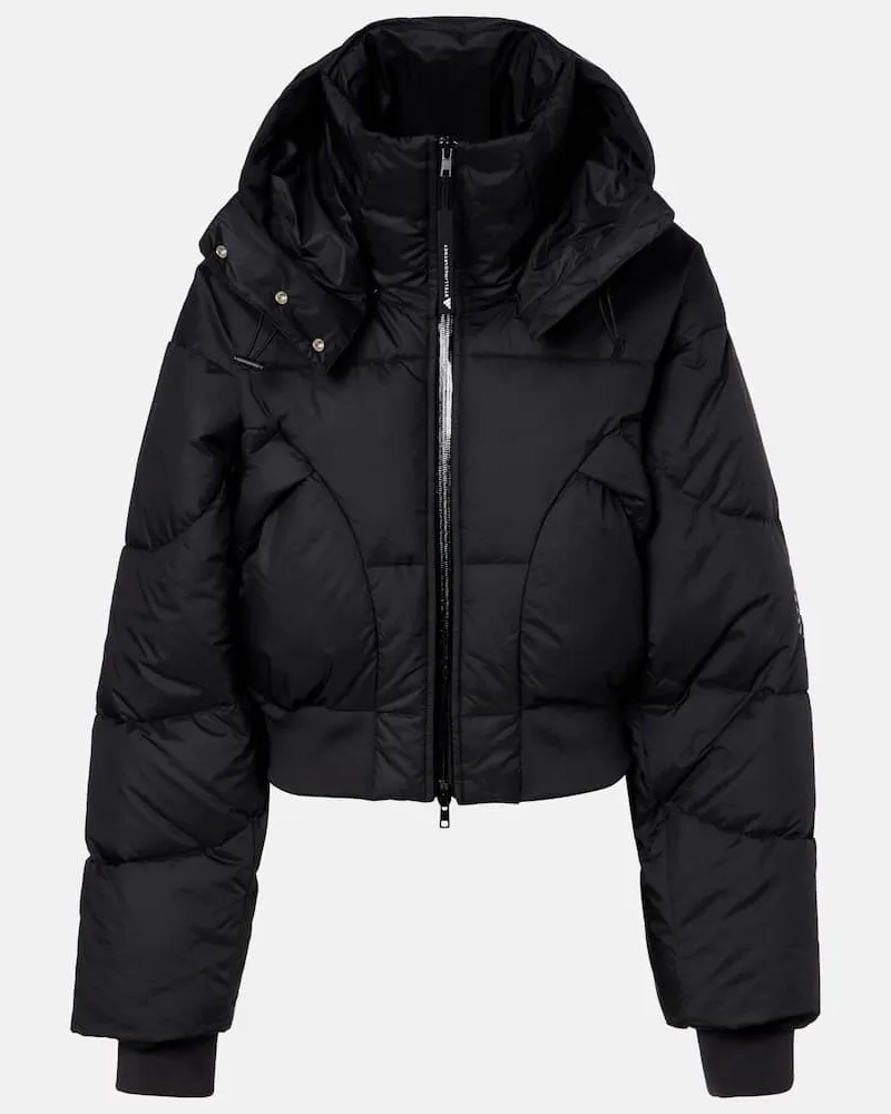 adidas Wattierte Cropped-Jacke Schwarz