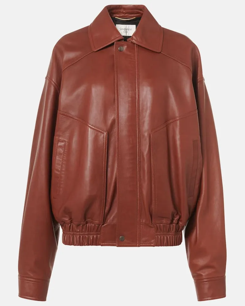 Saint Laurent Bomberjacke aus Leder Braun