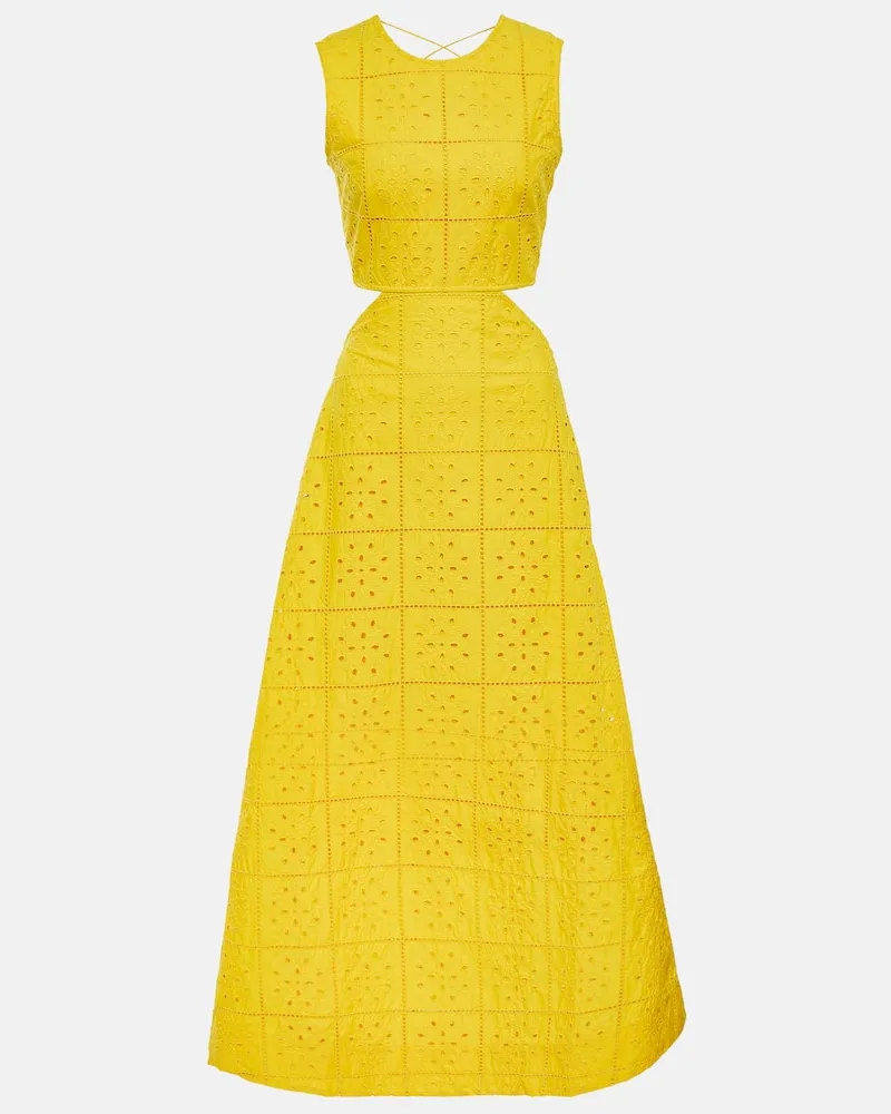 Ganni Maxikleid aus Baumwolle Gelb