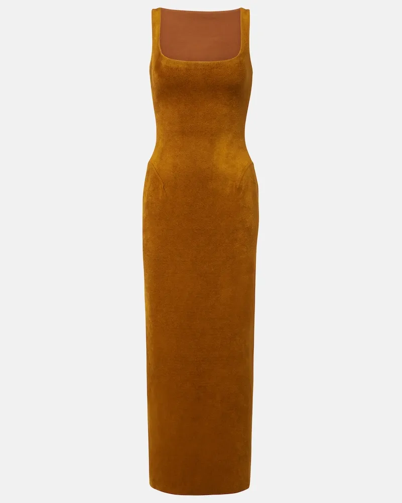 Alaïa Alaïa Midikleid aus Samt Orange