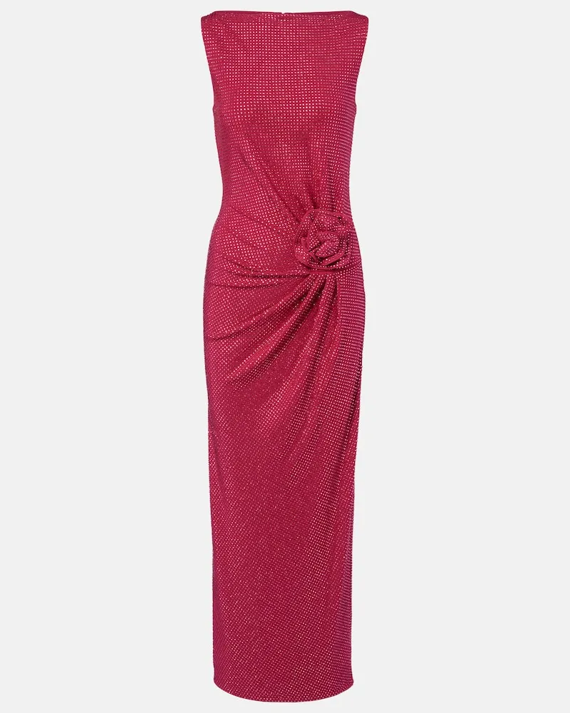 Roland Mouret Verziertes Maxikleid mit Blumenapplikationen Rosa