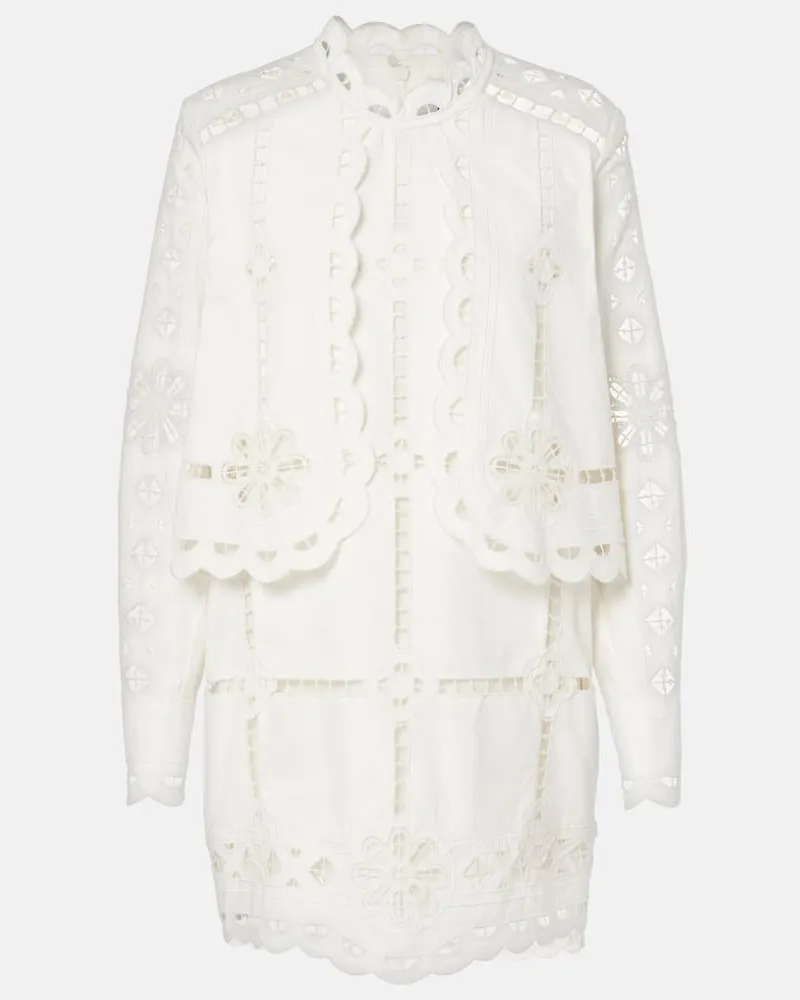 Isabel Marant Besticktes Minikleid Praline aus Baumwolle Weiß