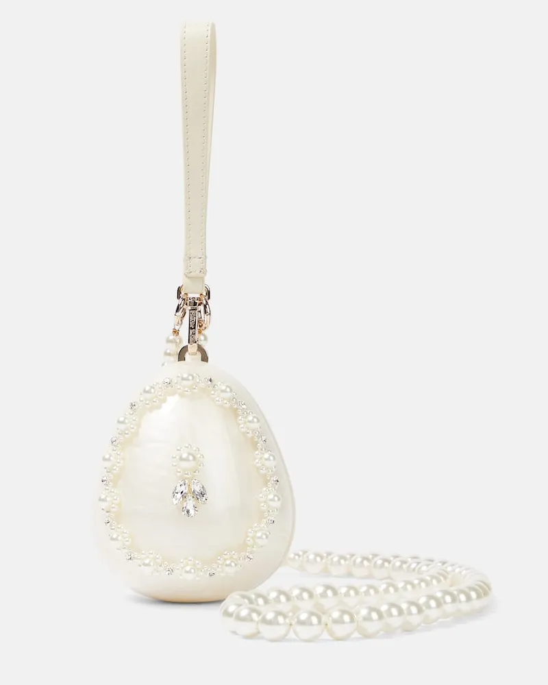 Simone Rocha Verzierte Clutch Egg Mini Weiß