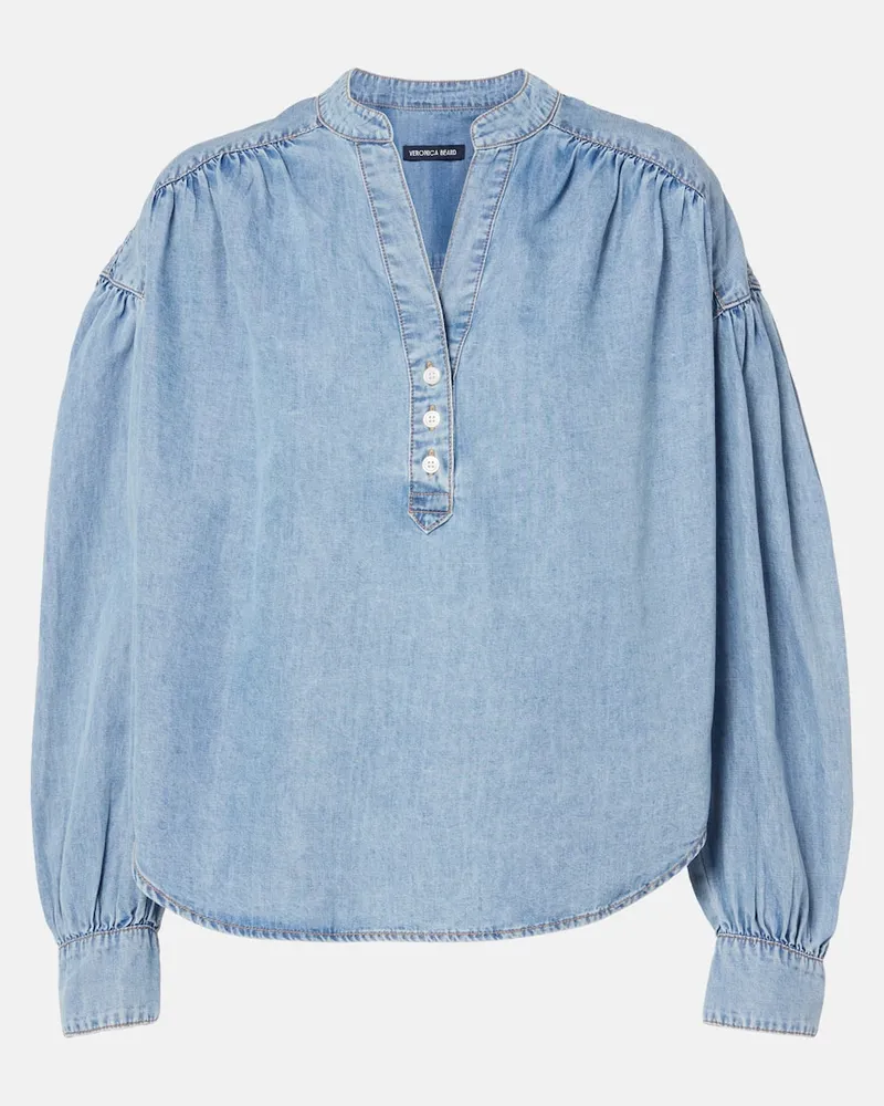 Veronica Beard Bluse Kylie aus Denim Blau