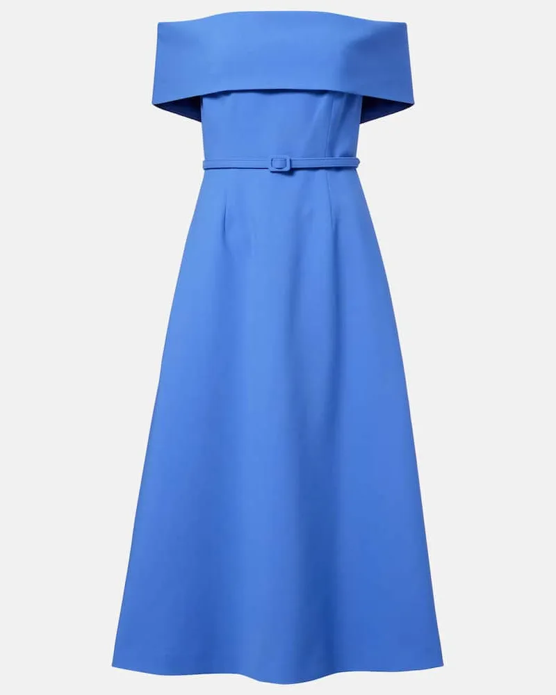 Carolina Herrera New York Midikleid aus einem Wollgemisch Blau
