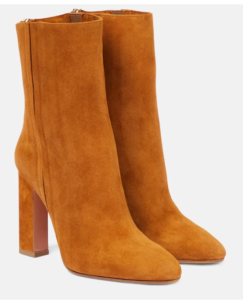 Aquazzura Ankle Boots Joplin aus Veloursleder Braun