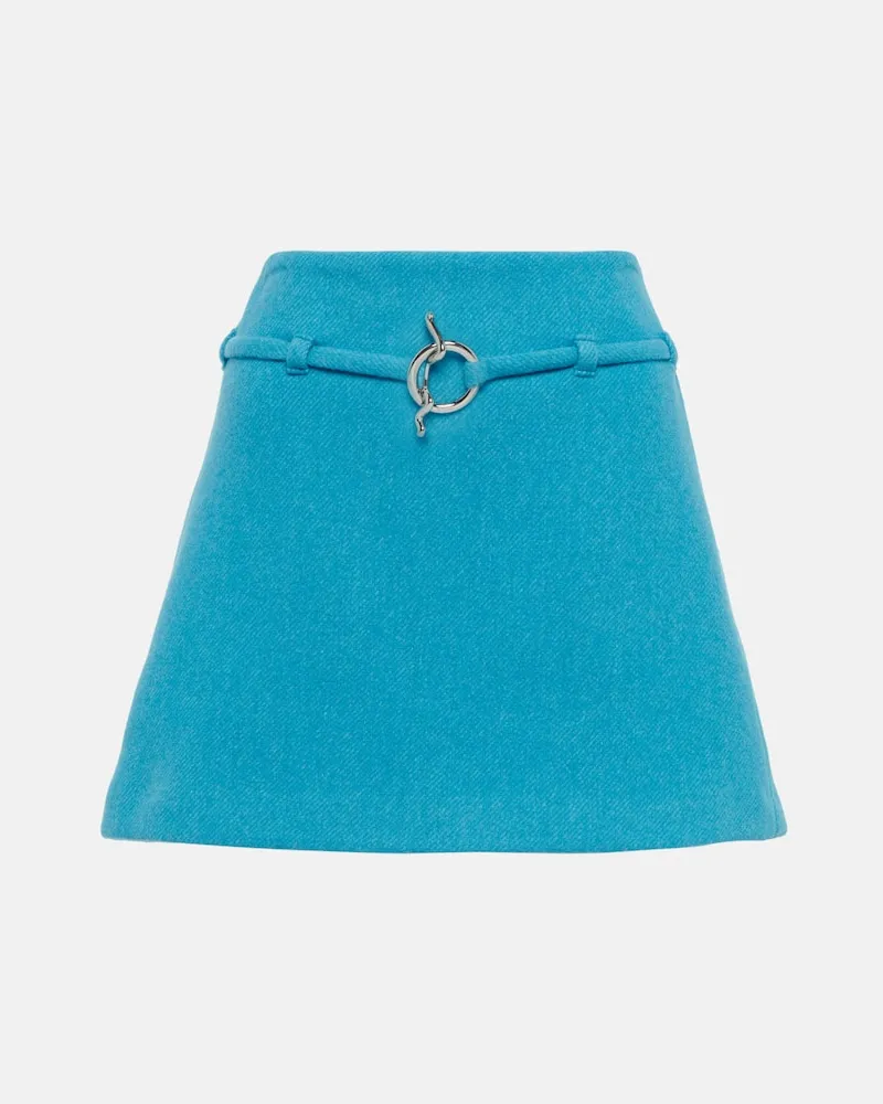 Ganni Minirock aus einem Wollgemisch Blau