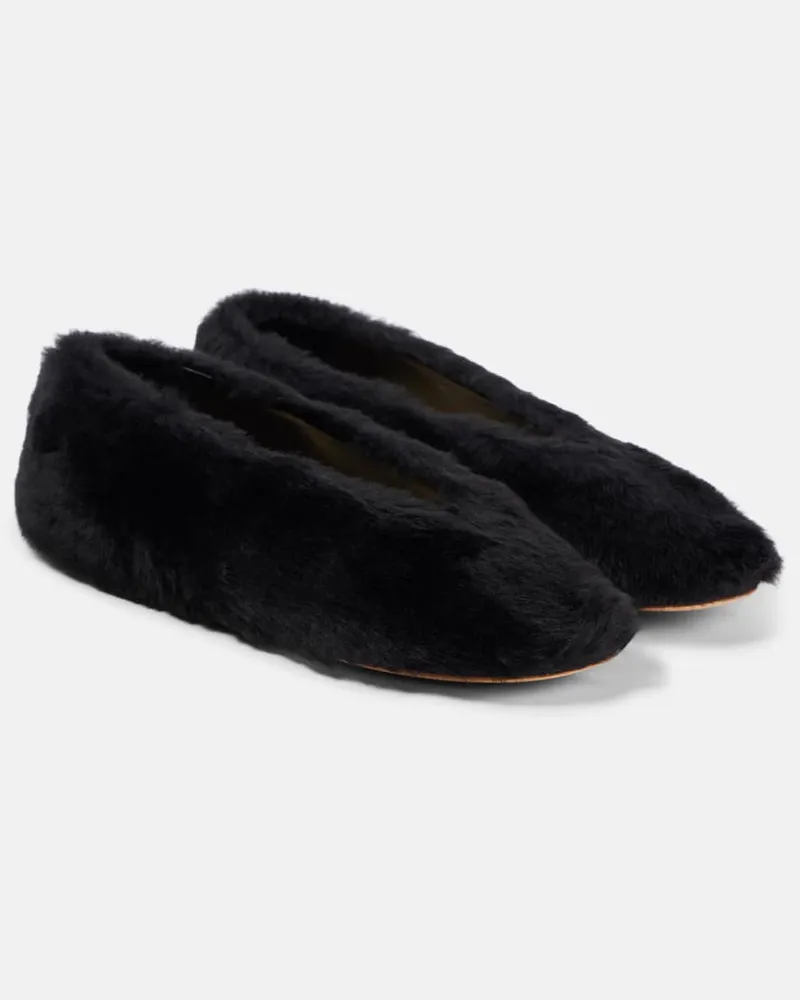 Le Monde Béryl Le Monde Béryl Mary-Jane-Ballerinas Luna aus Shearling Schwarz