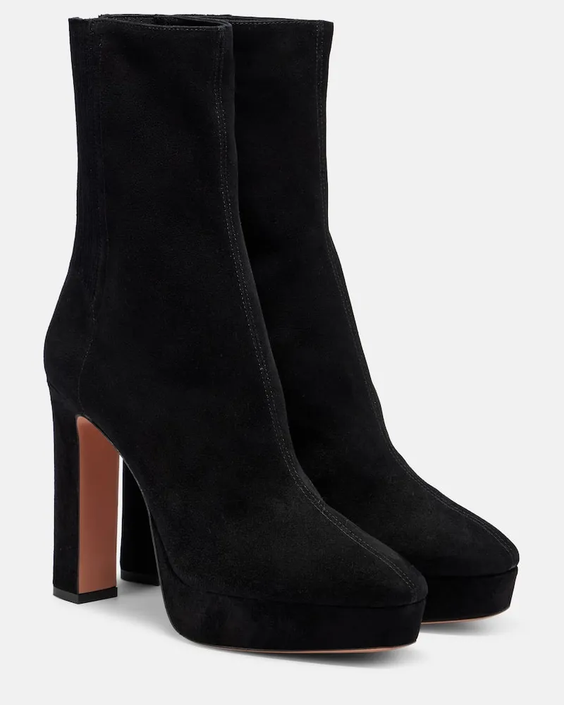 Aquazzura Ankle Boots Martine 110 aus Veloursleder Schwarz