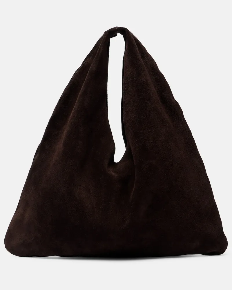 The Row Tote Bag Bindle Small aus Veloursleder Braun