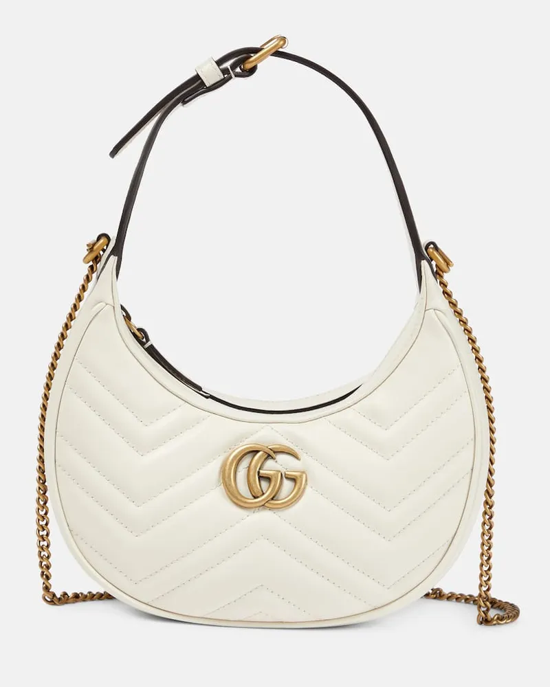 Gucci Schultertasche GG Marmont Mini aus Leder Weiß