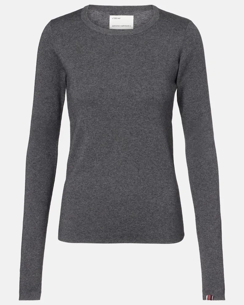 extreme cashmere Longsleeve N°392 Eel aus Baumwolle und Kaschmir Grau
