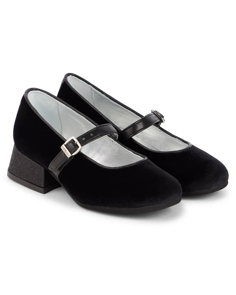 Monnalisa Mary-Jane-Ballerinas Dorothy aus Samt Schwarz