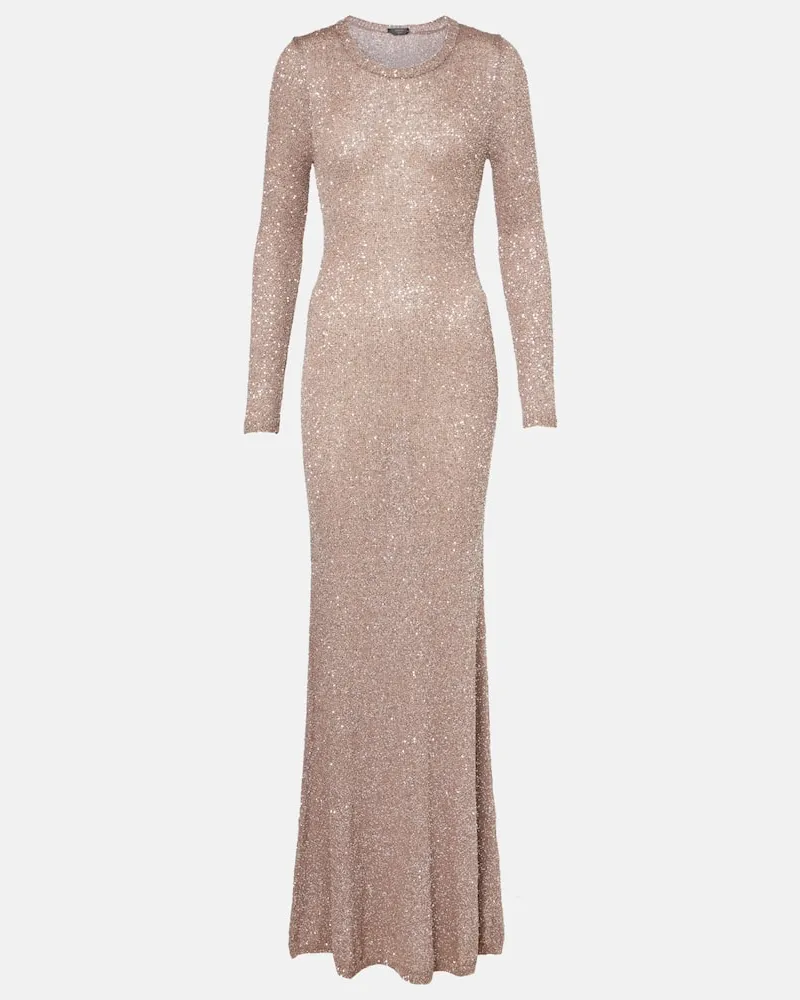 Balenciaga Maxikleid mit Pailletten Beige