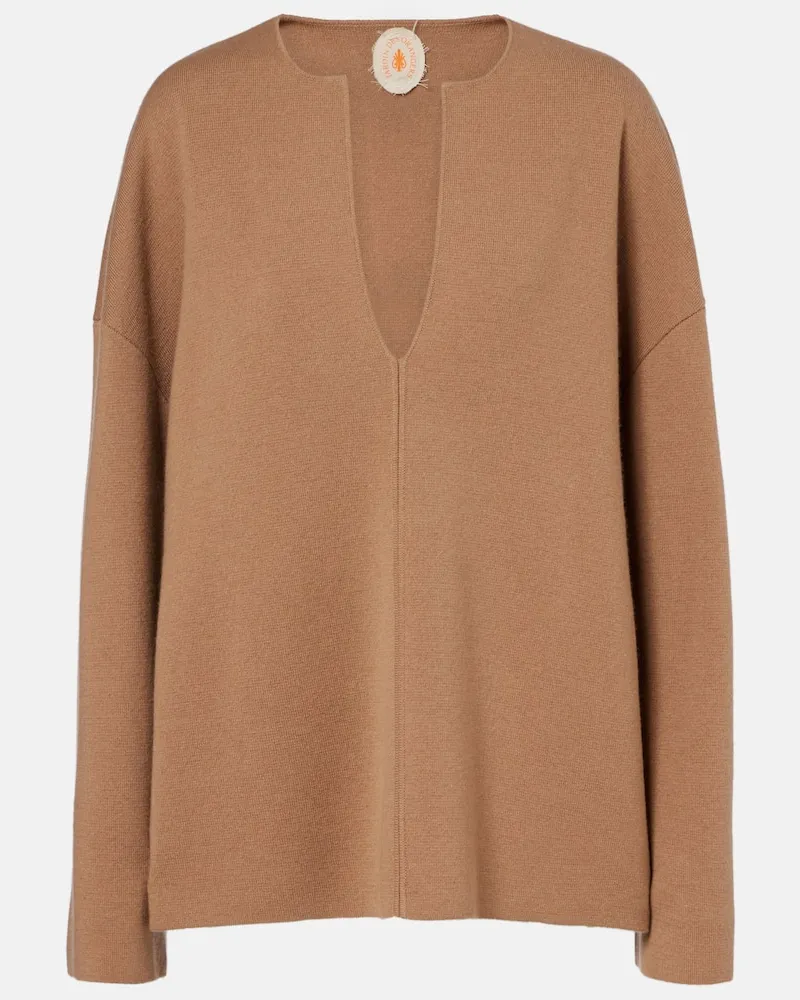 Jardin des Orangers Pullover Serafino aus Wolle und Kaschmir Braun