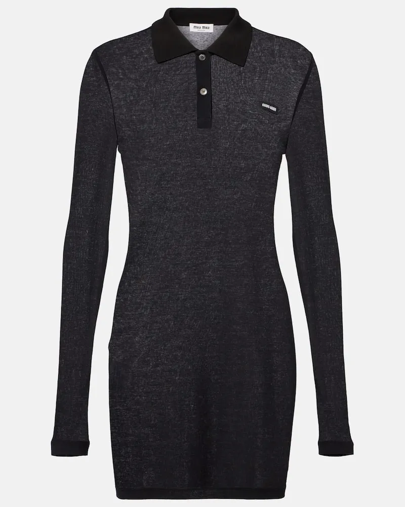 Miu Miu Polokleid aus Baumwoll-Jersey Schwarz