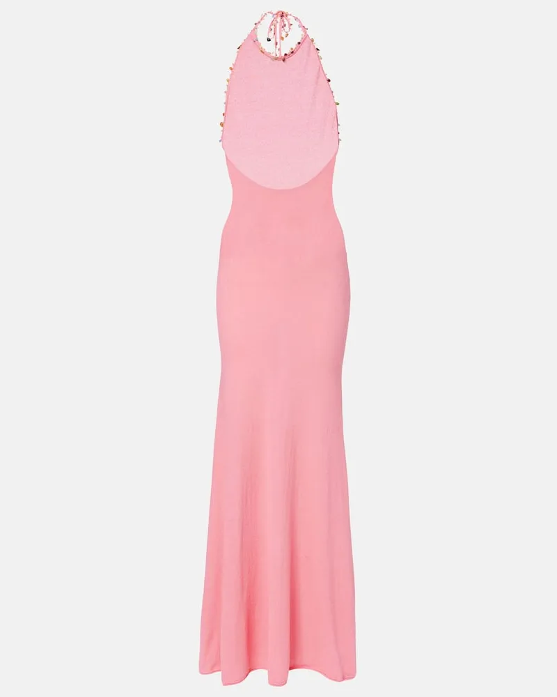 Christopher Esber Verziertes Maxikleid Beach Quartz Rosa