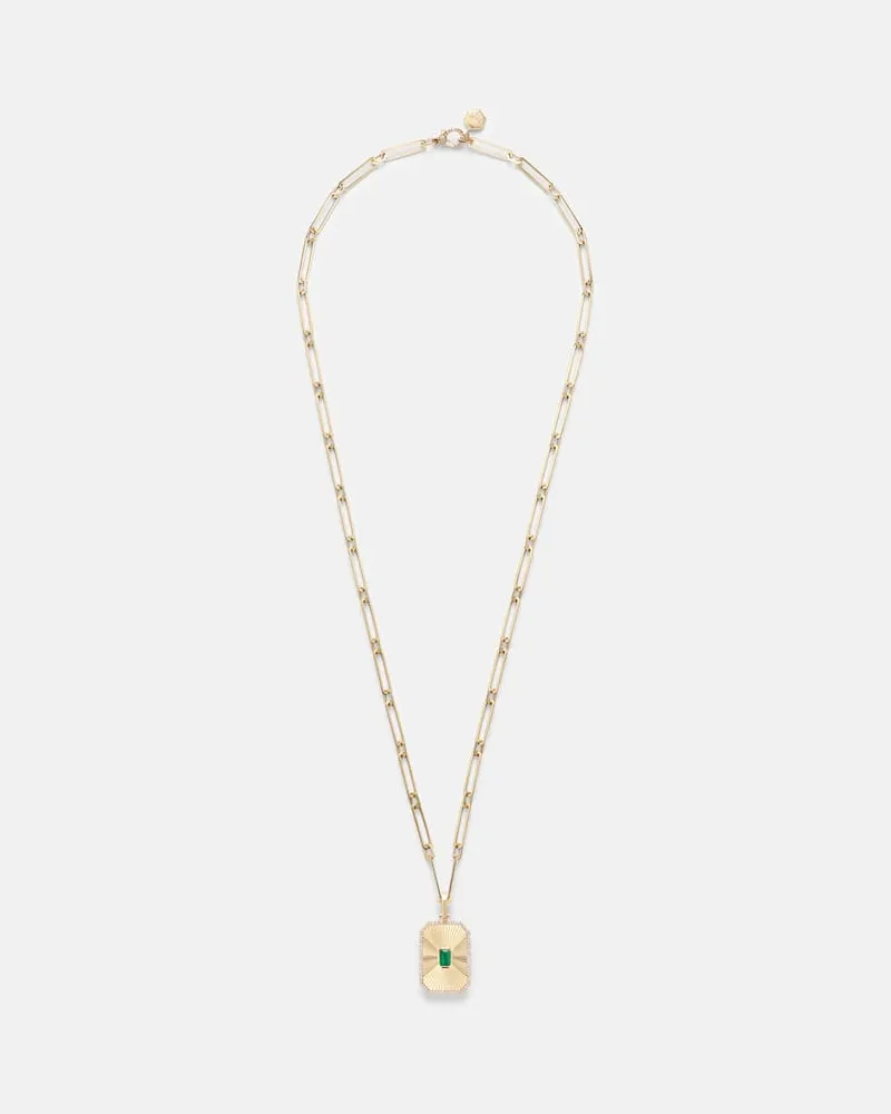 SHAY Halskette Radiant Deco aus 18kt Gelbgold mit Diamanten und Saphir Gold