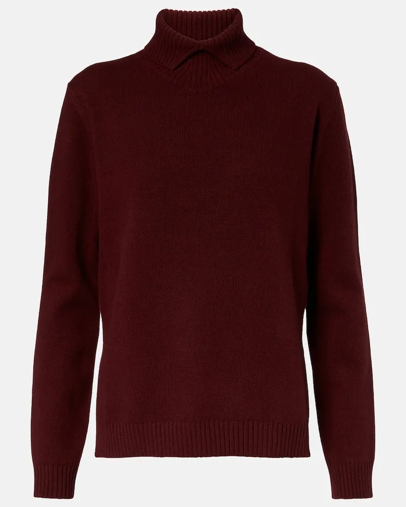 Jil Sander Rollkragenpullover aus Wolle Burgunderrot