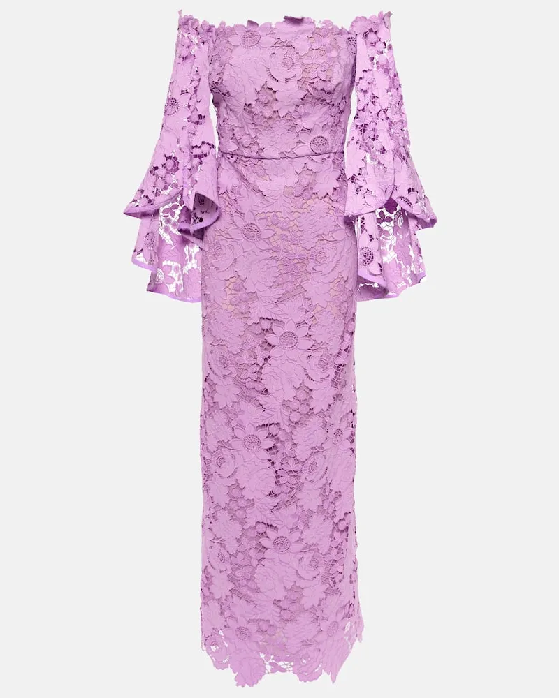 Oscar de la Renta Off-Shoulder-Robe aus Spitze Violett