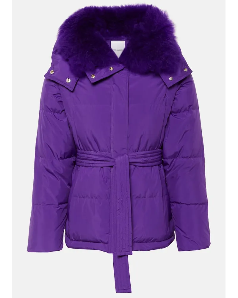 Yves Salomon Daunenjacke mit Shearling Lila