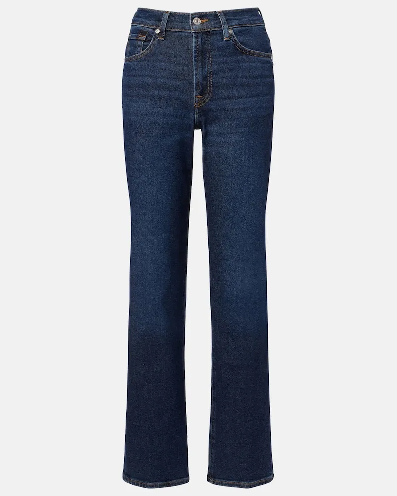 7 for all mankind Mid-Rise Straight Jeans Stovepipe Straight Blau