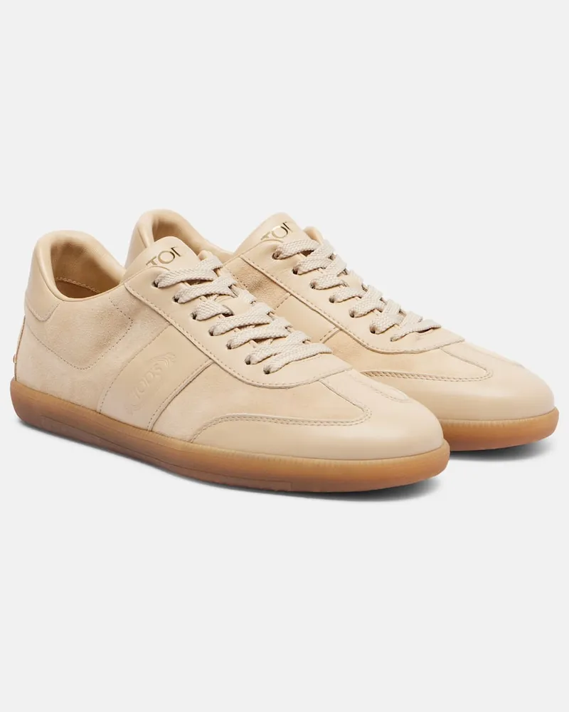 TOD'S Sneakers aus Veloursleder und Leder Beige